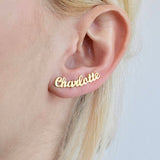 1 Pair Personalized Custom Name Earrings For Women Customize Initial Cursive Nameplate Stud Earring Gift For Best Friend Girls