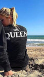 2019 Spring Autumn Women Men King Queen Black Hoodies Clothing Letter Printing Casual O Neck Couple Lover Pullover Drop Shipping