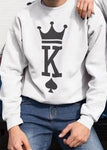 2019 Spring Autumn Women Men King Queen Black Hoodies Clothing Letter Printing Casual O Neck Couple Lover Pullover Drop Shipping