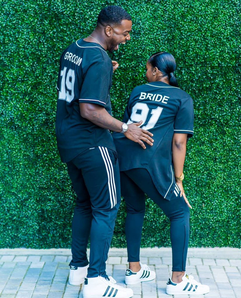Matching Couple Bride and Groom Football Jerseys