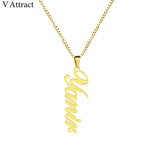 Box Chain Vertical Name Charm Necklace Women Men Custom Jewelry Gold Filled Personalized Nameplate Pendant Necklace BFF Gift