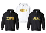 Bridesmaid Hoodies Bride Squad Bachelorette Party Sweatshirt Casual Hipster Graphic Bride Gold Slogan Bridal Party Pullover Tops
