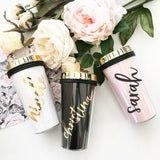 Personalized Travel Tumblers - Gold Lid