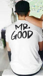 Europe and American Street Fashion Lovers Print Letter MR. GOOD and MRS. LIFE men's and women's T-shirt Cotton Short Sleeve Tee