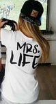 Europe and American Street Fashion Lovers Print Letter MR. GOOD and MRS. LIFE men's and women's T-shirt Cotton Short Sleeve Tee