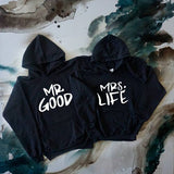 His-and-hers Matching Couple Hoodies Hooded Girlfriend Boyfriend Mr Good Mrs Life 2019 Sping Fashion Unisex Fashion Hoodies Top
