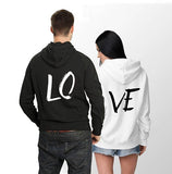 Oversize Women and Men Streetwear LO VE Letter Print Sweatshirts Hooded Loose Long Sleeve Couple Wear Moleton Tracksuit Pullover