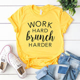 Work Hard Brunch Harder T-shirt Casual Summer Slogan Graphic Marvel Tee Top Women Clothing Inspired Tumblr Hipster Grunge Tshirt