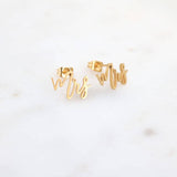Custom Mrs. Earrings 18K Gold Plated